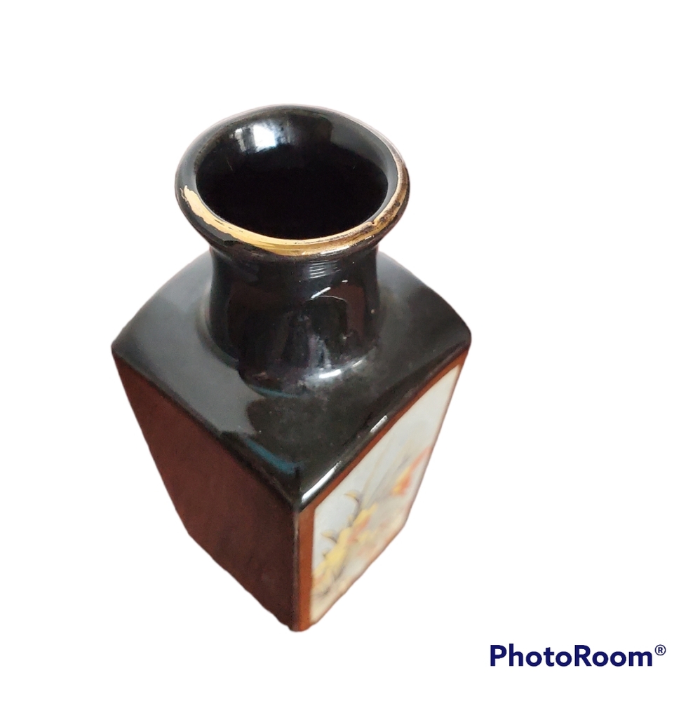 Miniature Porcelain Japanese Vase Hand-Painted with Art Of Chokin Style 3.5" Vtg - Picture 10 of 13